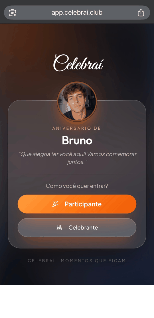 Fluxo do convidado: entrada, boas-vindas, quiz respondido e ranking